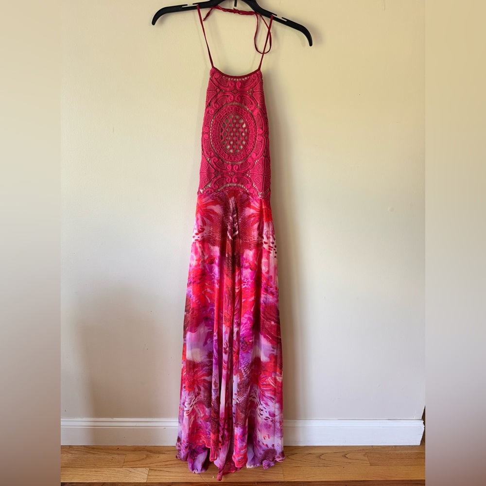 Fun Multi Pink Maxidress & Sequin Halter Swing Dress Size 0-2